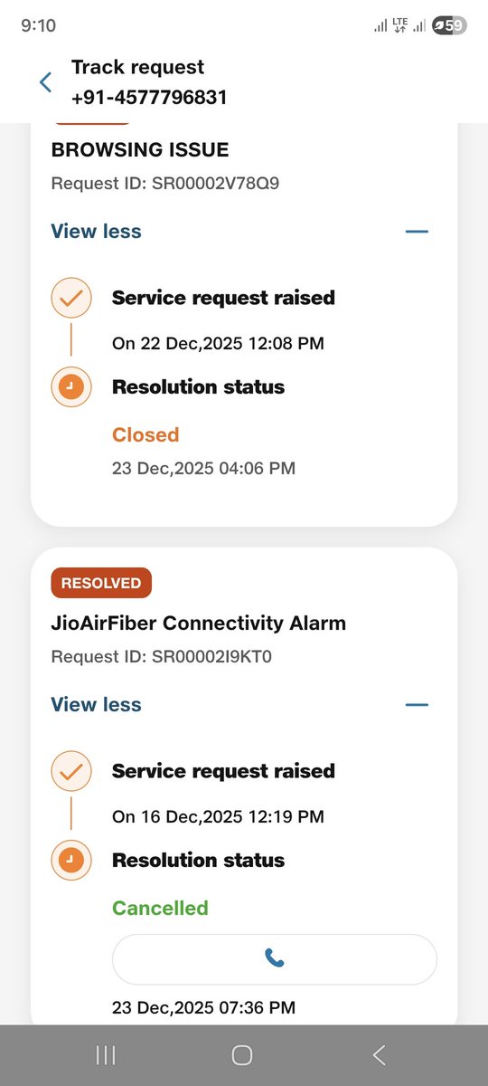 sakthishkumarit's tweet photo. @JioCare Please arrange engineer home visit and book a service request 
Automatically closed previous service request in your end. Issue still persist already one week late @DoT_India @JioCare @reliancejio @PMOIndia https://t.co/pwhsqZot9K
