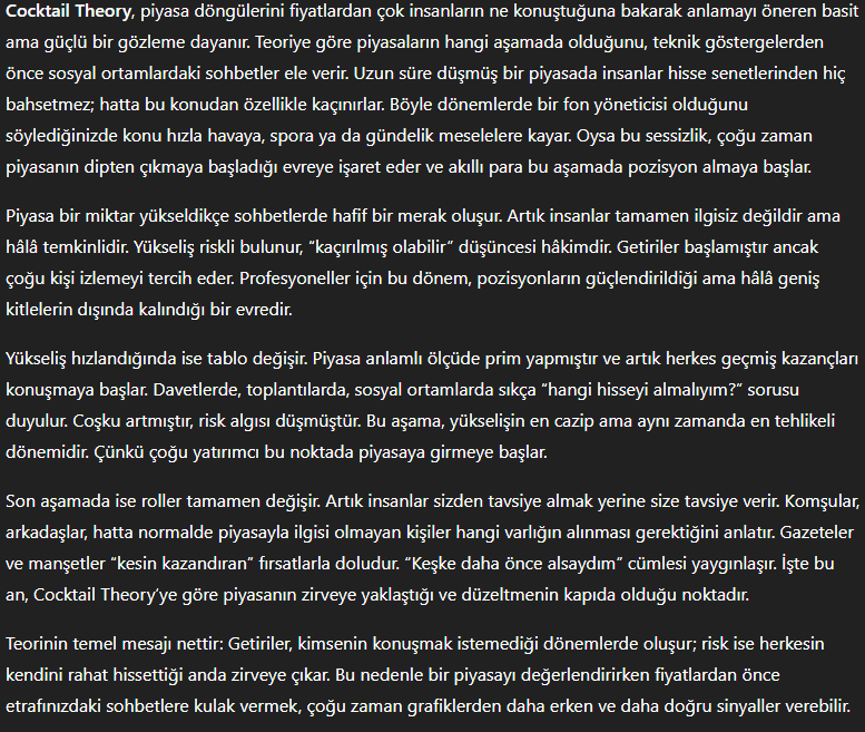 Bugün, kokteyl teorisini öğrenerek uyandık