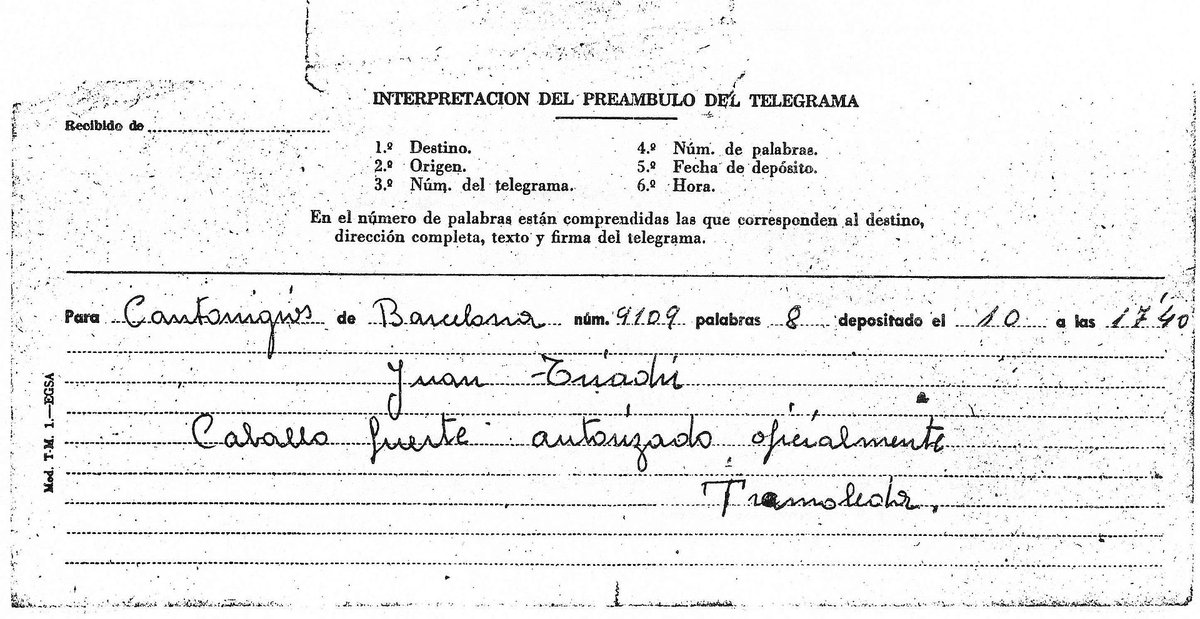 Amb el manteniment de la prohibició de fer telegrames en català, Josep Tremoleda envia aquest a Joan Triadú per fer-li saber que Cavall Fort ha rebut l'autorització oficial per sortir al carrer.

El 24 de desembre de 1961 surt el primer número.