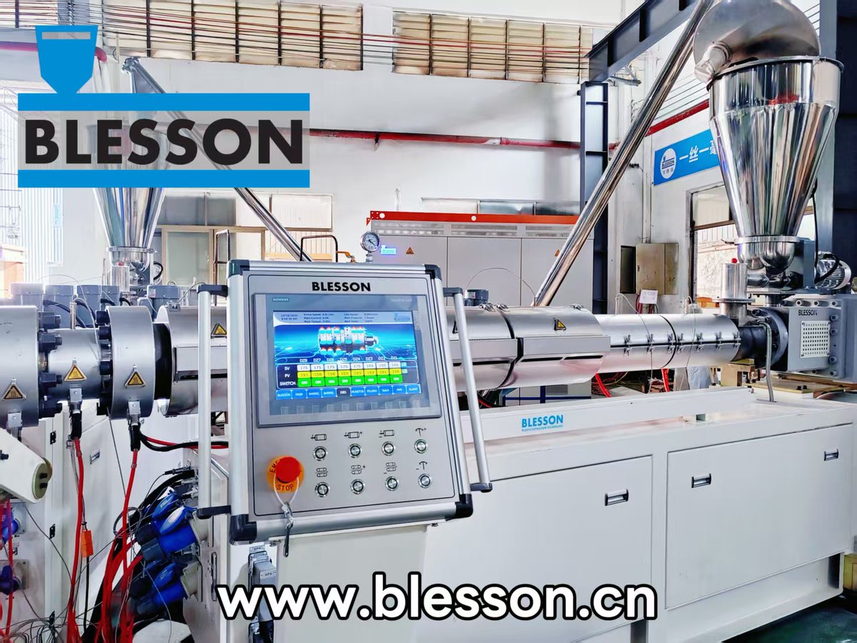 RobertZeng9's tweet image. Blesson 3-layer co-extrusion PVC pipe production line, pipe size up to Ø400mm, premium configured mechanical and electrical components
#extrusionmachine #pvcpipe