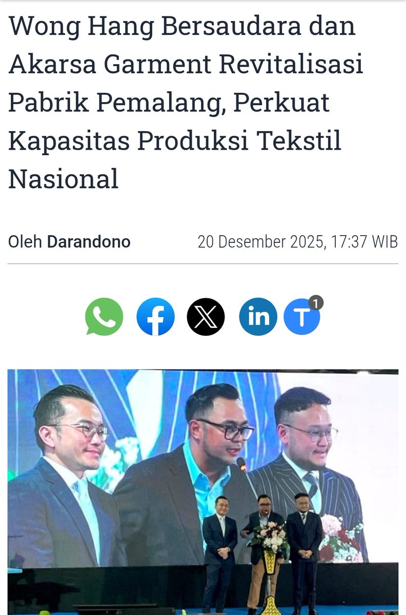cupcikh's tweet image. lama berhenti, sekarang bisa jalan lagi. pabrik garmen di pemalang hidup berkat langkah Wong Hang Bersaudara, didukung Wakapolri, dan #MenjahitHarapanKembali kerasa pelan tapi nyata

swa.co.id/read/467519/wo…