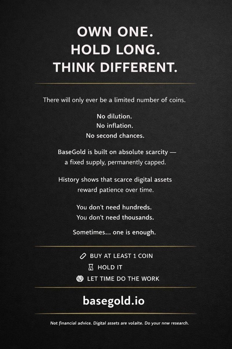 BaseGold_BG's tweet photo. #YouOnlyNeedOne $BG #BaseGold 1⃣🪙🚀 https://t.co/efGTxRBLkM