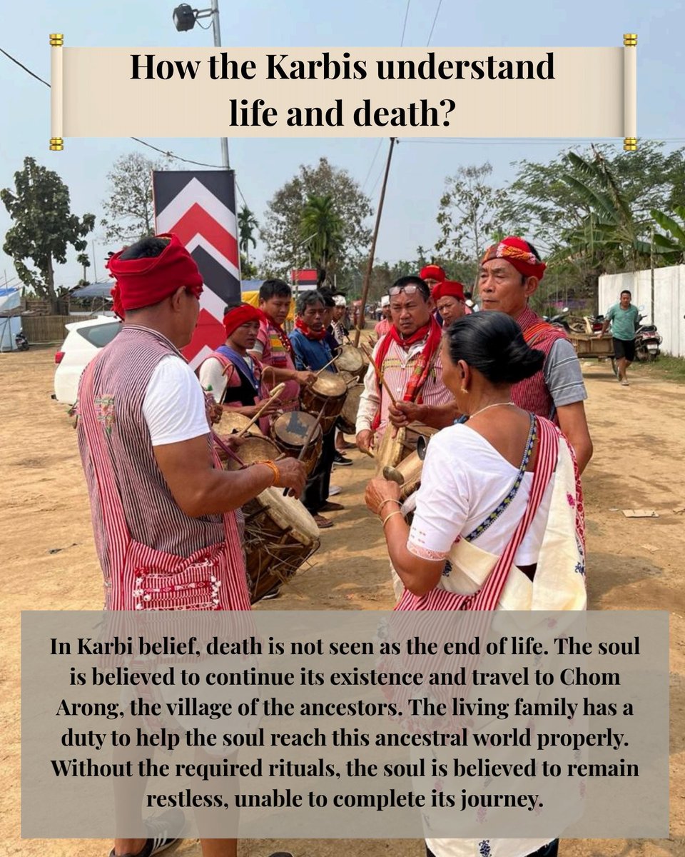 GauhatiUniv's tweet photo. GU Research Milestone

What does a farewell to the dead reveal about a community's ideas of life, memory, and belonging? This Gauhati University research milestone turns attention to 'Chomangkan', the ritual of the dead practised by the Karbi community of Assam, mainly in Karbi Anglong and neighbouring districts.

For the Karbis, death is a journey rather than an end. Chomangkan, performed months or even years after a person’s death, brings families and communities together for a final act of love, guiding the soul to the ancestral world, ensuring peace for the departed, and offering comfort to the living.

Spanning several days, Chomangkan unfolds through songs, chants, dance, and shared labour, centred on 'Mosera Kihiran', a sacred oral epic sung by trained singers that guides the soul while recounting Karbi migration stories, memories, and values. In the absence of a written script, these chants preserve history and emotion, transforming grief into solidarity and memory into continuity.

Published in the international peer-reviewed journal "Religions" (Vol. 13, Article 510) by MDPI, Switzerland, the article titled “Ritual of the Dead: Karbi Chomangkan Festival in Its Cultural Context”, the study by Prof. Rena Laisram (Department of History, Gauhati University) and her research scholar Ms. Laxmi Hansepi, documents a rapidly disappearing ritual and reaffirms Gauhati University’s commitment to preserving Northeast India’s living cultural heritage.

To Read More: https://t.co/8zmji4imCs

@HansepiLaxmi

#Karbi #KarbiCulture #Chomangkan #GauhatiUniversity #EthnicFestival #Assam
