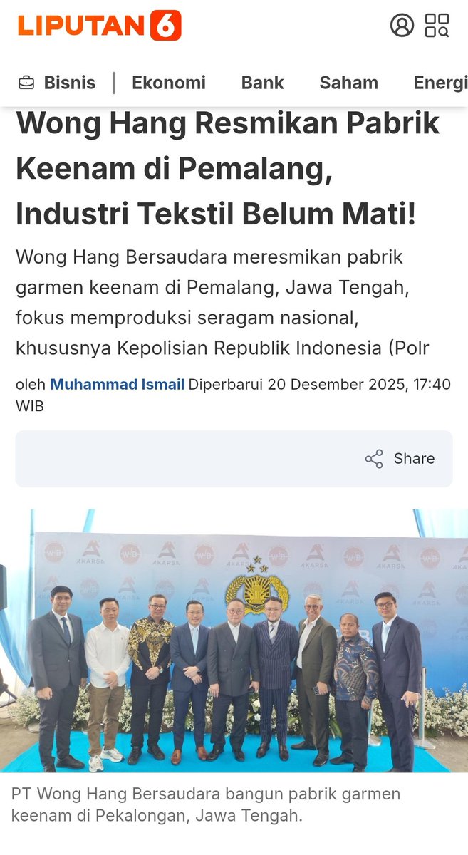 ptralea's tweet image. tiiap berita punya cerita cerita kecil di belakang layar, termasuk Wong Hang Bersaudara dan PT. Akarsa Garmen Indonesia ada di dalam perjalanan #MenjahitHarapanKembali buat masyarakat

liputan6.com/bisnis/read/62…