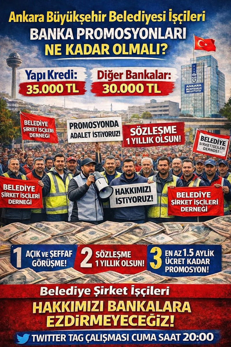 Biz çalışıyoruz, biz üretiyoruz.
Maaş promosyonu sadaka değil, emeğin hakkıdır.
Adalet istiyoruz, hakkımızı istiyoruz!”

‘’İşçi sınıfının insanlığa karşı hiçbir borcu yoktur. İnsanlık ona borçludur.” — Bertolt Brecht

Değerli emek dostları  işçi arkadaşlarımıza desteğinizi