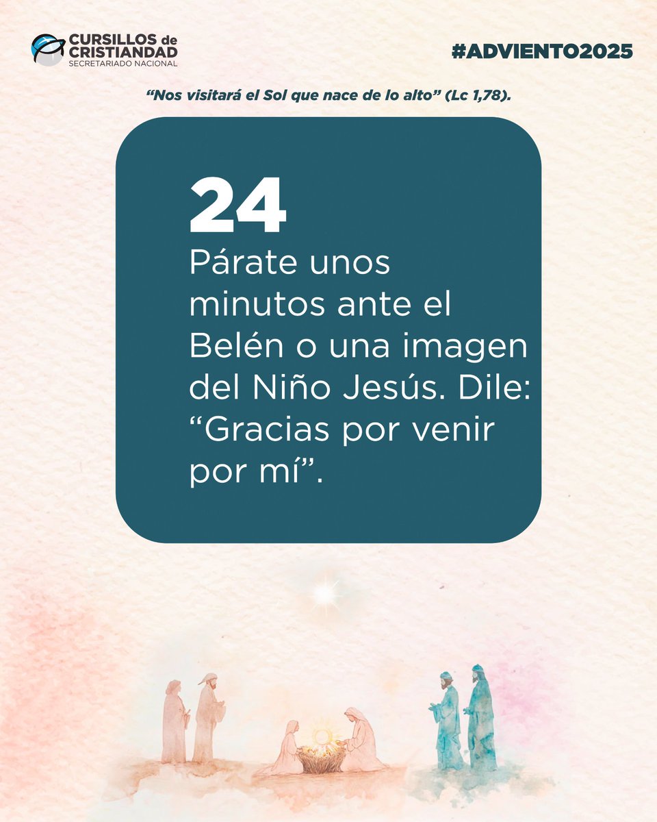 La Luz viene por ti 🌟 Detente ante el Belén y deja que nazca en tu corazón.

#Nochebuena #JesúsNace #CursillosDeCristiandad