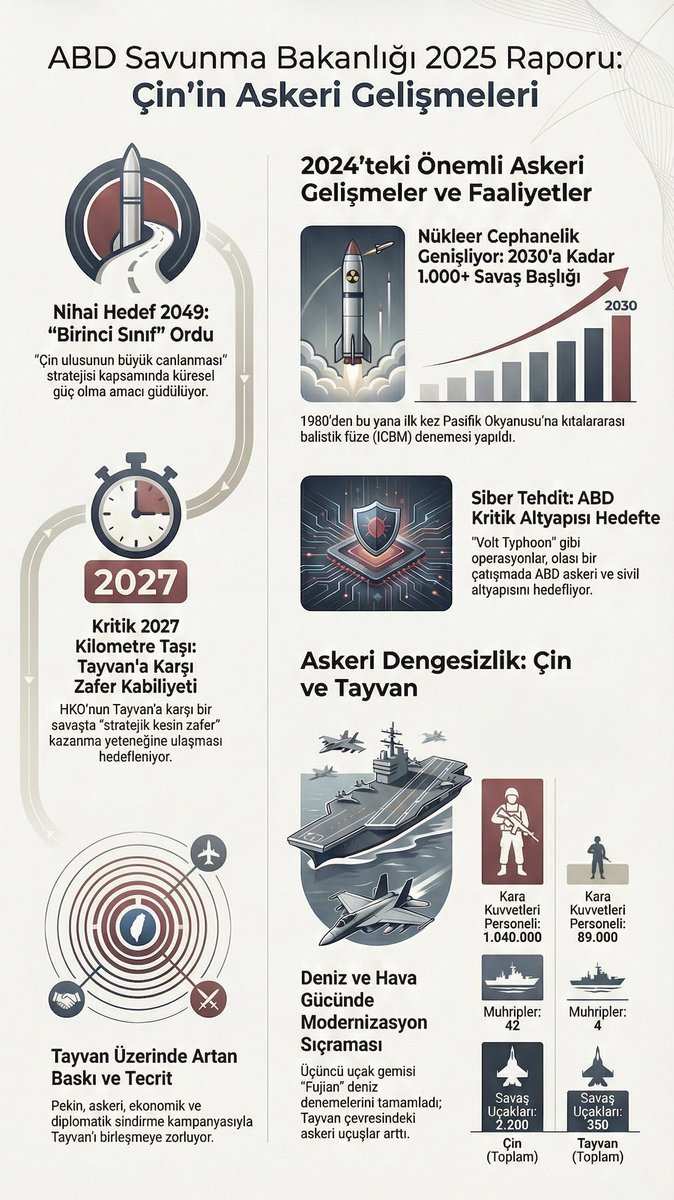 🇺🇸🪖⚔️⚓️🇨🇳 Pentagon yıllık Çin raporunu yayımladı.

Tam Metin: media.defense.gov/2025/Dec/23/20…

#Pentagon #Çin #China #Military #AskeriGüç #AsyaPasifik #Asya #Tayvan #Jeostrateji #Strateji
