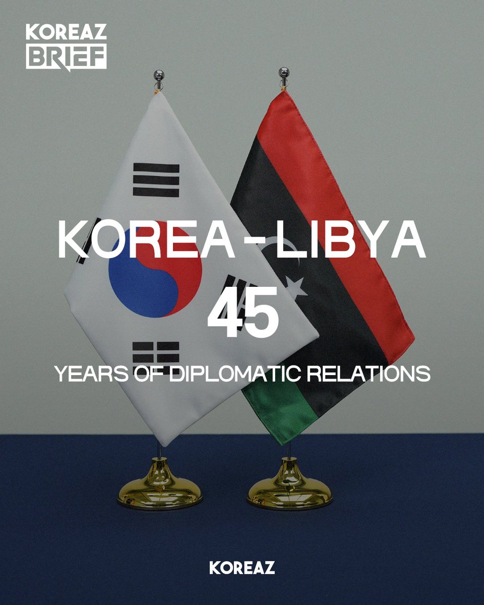 mofa_koreaz's tweet image. Republic of Korea and State of Libya Celebrate 45 Years of Diplomatic Relations

In 2025, the Republic of Korea and State of Libya mark the 45th anniversary of diplomatic relations.

We look forward to strengthening ties between the two countries.

#KOREAZ #ROK #KOREA #Libya