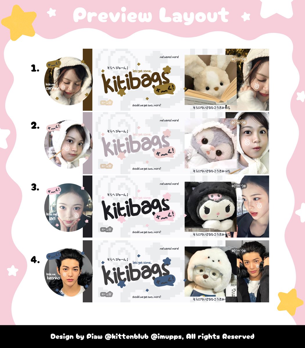 kittenblub's tweet image. 🍮💬 Help RT { Any interaction are appreciated! ✨️ }

Layout Carmen Ian Keonho Yuha Ningning Yeri bisa ditake skrng melalui dm / tele nih &amp;gt;__&amp;lt;🍀🎀 #zonauang