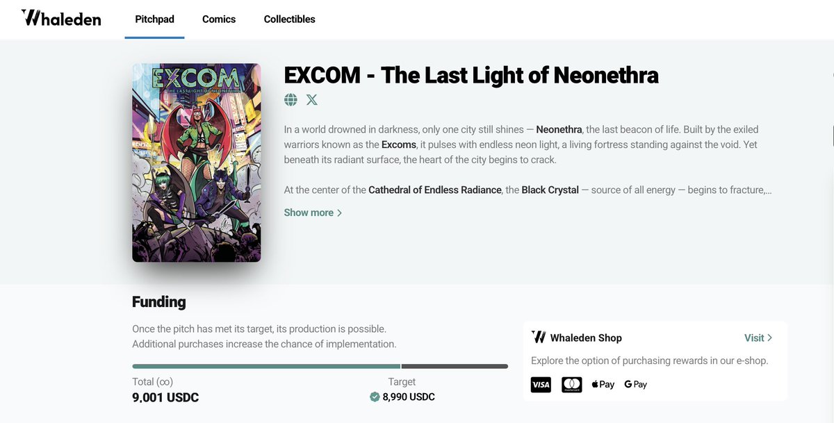 ExcomSociety's tweet image. The Excom Comic pitch has now hit its target on @whaledencom. Thanks to our community for pledging.

We’ll move forward with the next step. Stay tuned.
