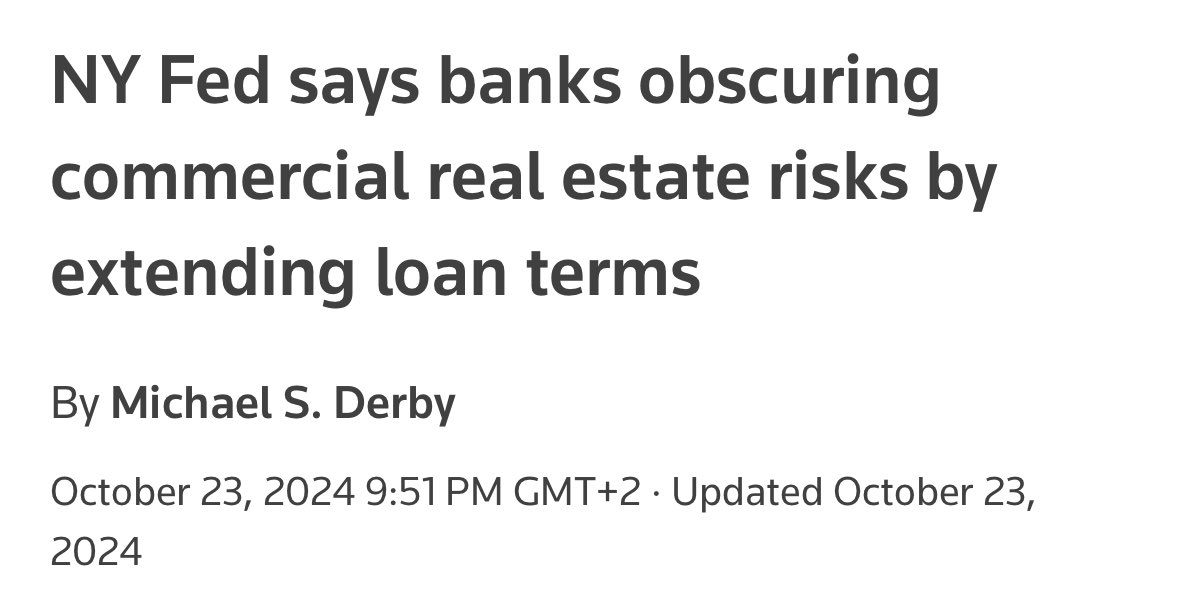 DarioCpx's tweet image. Banks have been doing this with commercial real estate and a whole bunch of toxic assets since 2022. What’s worse is regulators even know about it but they choose to turn a blind eye to it not to prick the biggest financial bubble in the history of mankind.
