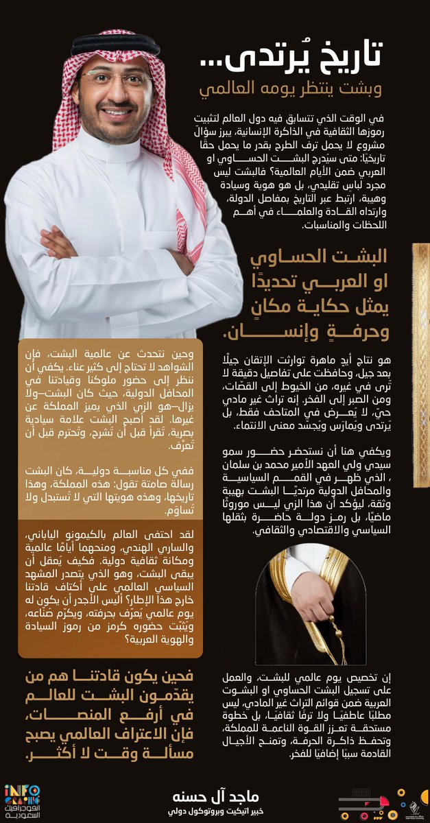 #مقال | ماجد ال جسنة يكتب: 
تاريخ يُرتدى… وبشت ينتظر يومه العالمي