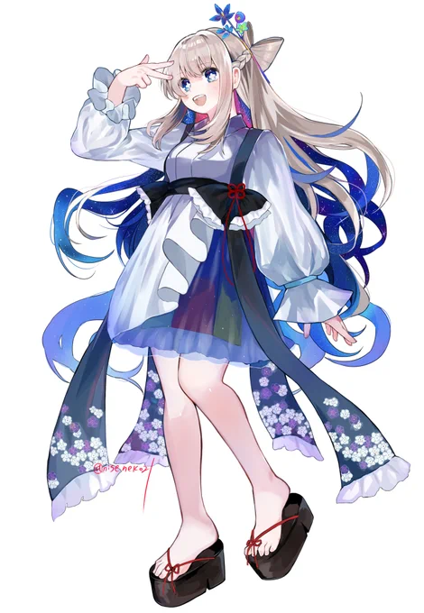 【】さんの立ち絵イラスト描かせていただきました! 青が綺麗なんですよ～