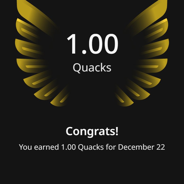0xDOD0's tweet photo. Just earned perfect 1.00 Quacks on @wallchain in one day 🦆 yoooooooooooo

@AlignerZ_Labs  TVS is the ultimate flexibility. Reward commitment without the handcuffs.
Stay aligned 

 let's Quackk Quackk yeeeeeeeeeeee 🦆 https://t.co/DMMHSBpxX8