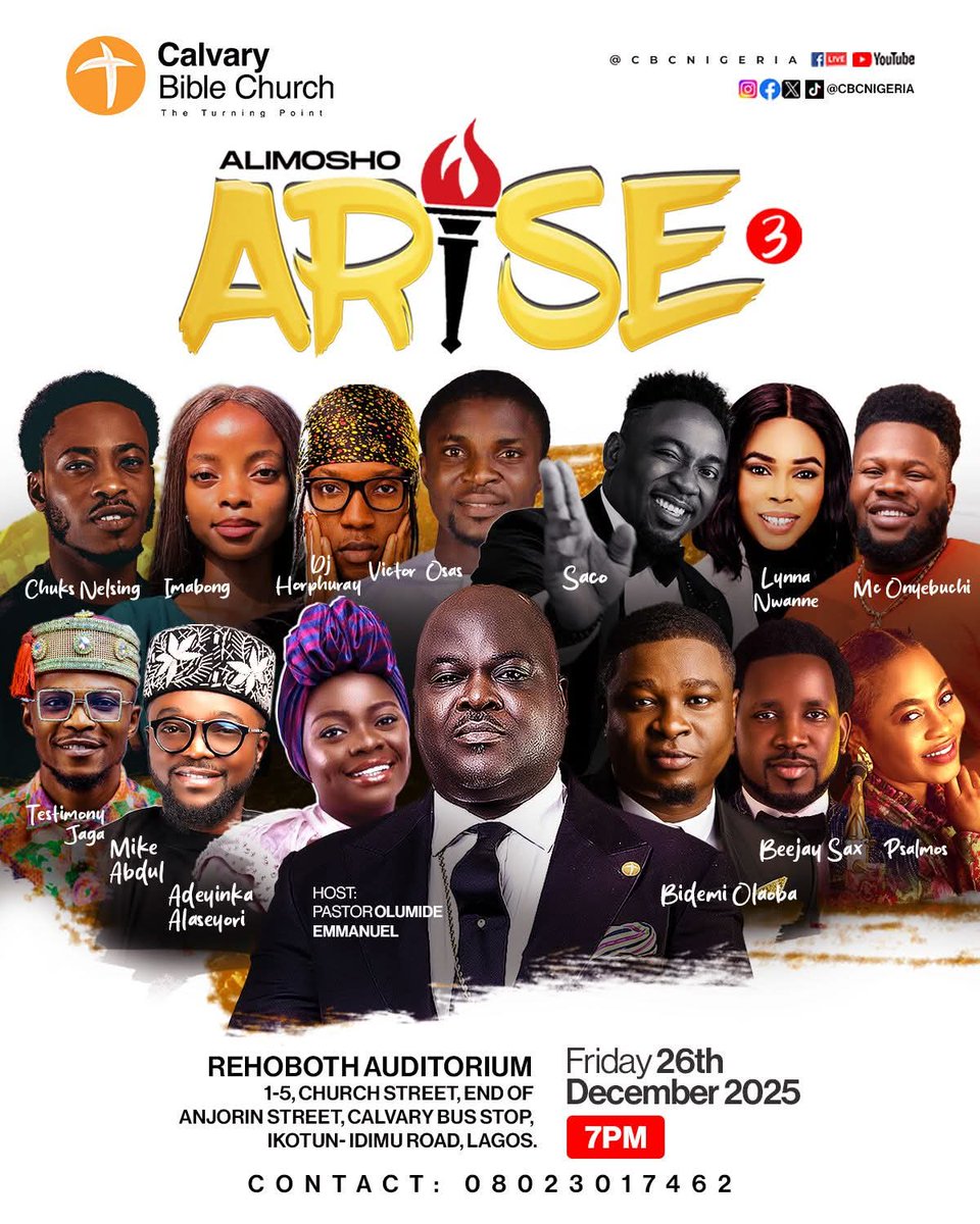 CBCNigeria's tweet photo. The full squad!!!!!

Are you Ready????

See you on Friday 

#alimosho 
#AlimosoArise3 
#CBCGlobal https://t.co/ftRrqmbepb