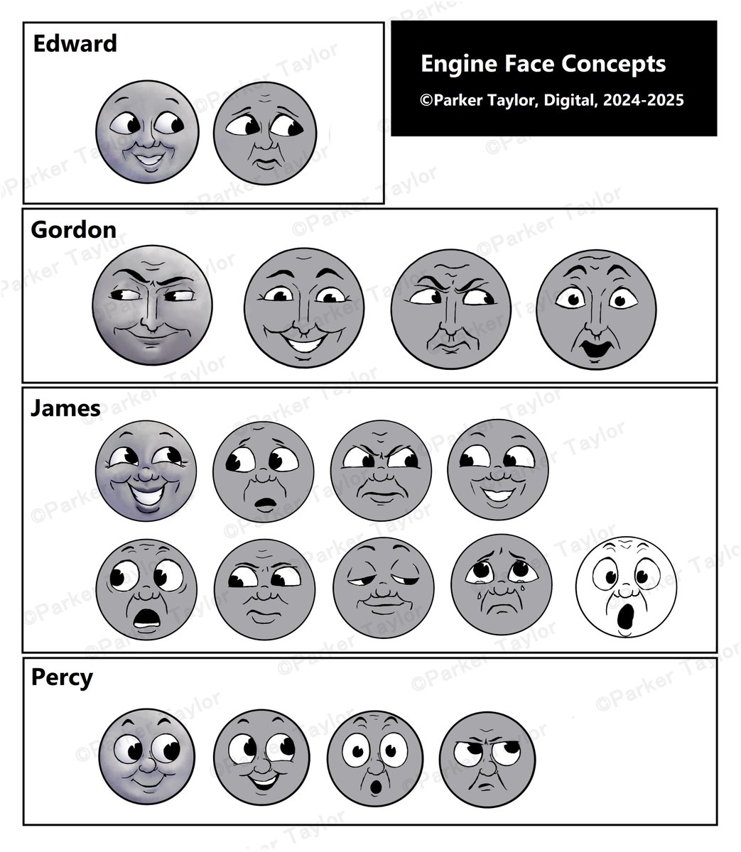 10mmThomas's tweet photo. Since people are talking about BOT again (firstly, thank you guys so much) I thought I'd share some more face designs I came up with. These were mostly made for internal purposes and weren't part of our pitch to Mattel. This is what they would've looked like though https://t.co/HuqlnroX08