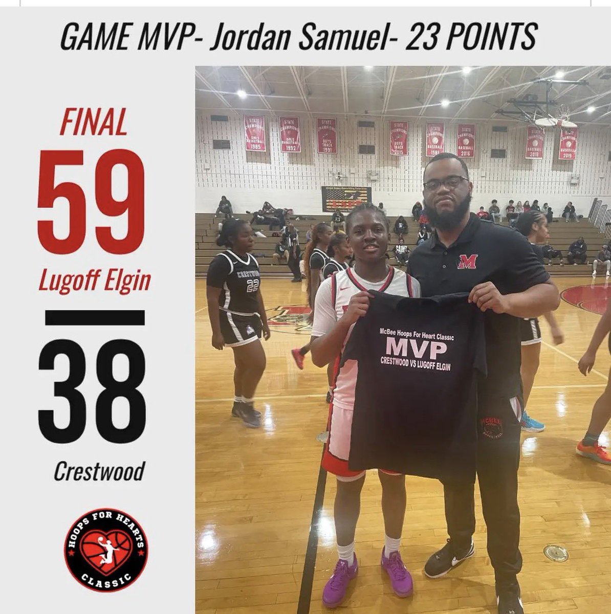 LugoffElginGbb's tweet image. Great way to finish the non-conference with a win over Crestwood. Final score 59-38.
Next up, West Florence. 

#hustLE
#1LE❤️💙💙❤️🫡💯