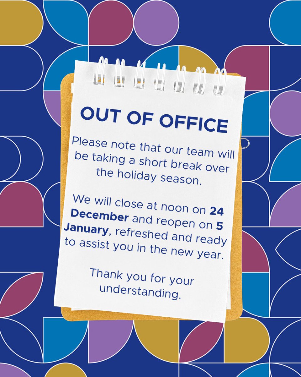 CA_Connect's tweet image. We're taking a short break to recharge and will be closed from noon, Dec 24, and will be back on the 5th of Jan.

Thank you for your understanding.

pulse.ly/vqcj5xqd74

#MilparkEducation #HolidayNotice #SeeYouIn2026 #SchoolofProfessionalAccounting