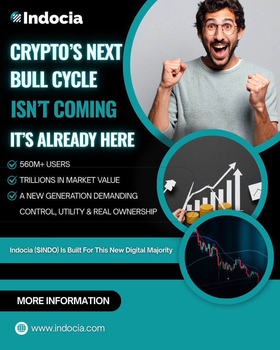 indocia_'s tweet image. Crypto’s next bull cycle isn’t coming.
It’s already here.

560M+ users.
Trillions in market value.
A new generation demanding control, utility &amp;amp; real ownership.

Indocia ($INDO) is built for this digital majority.

📘 Explore the full vision in our Media Deck:
👉
