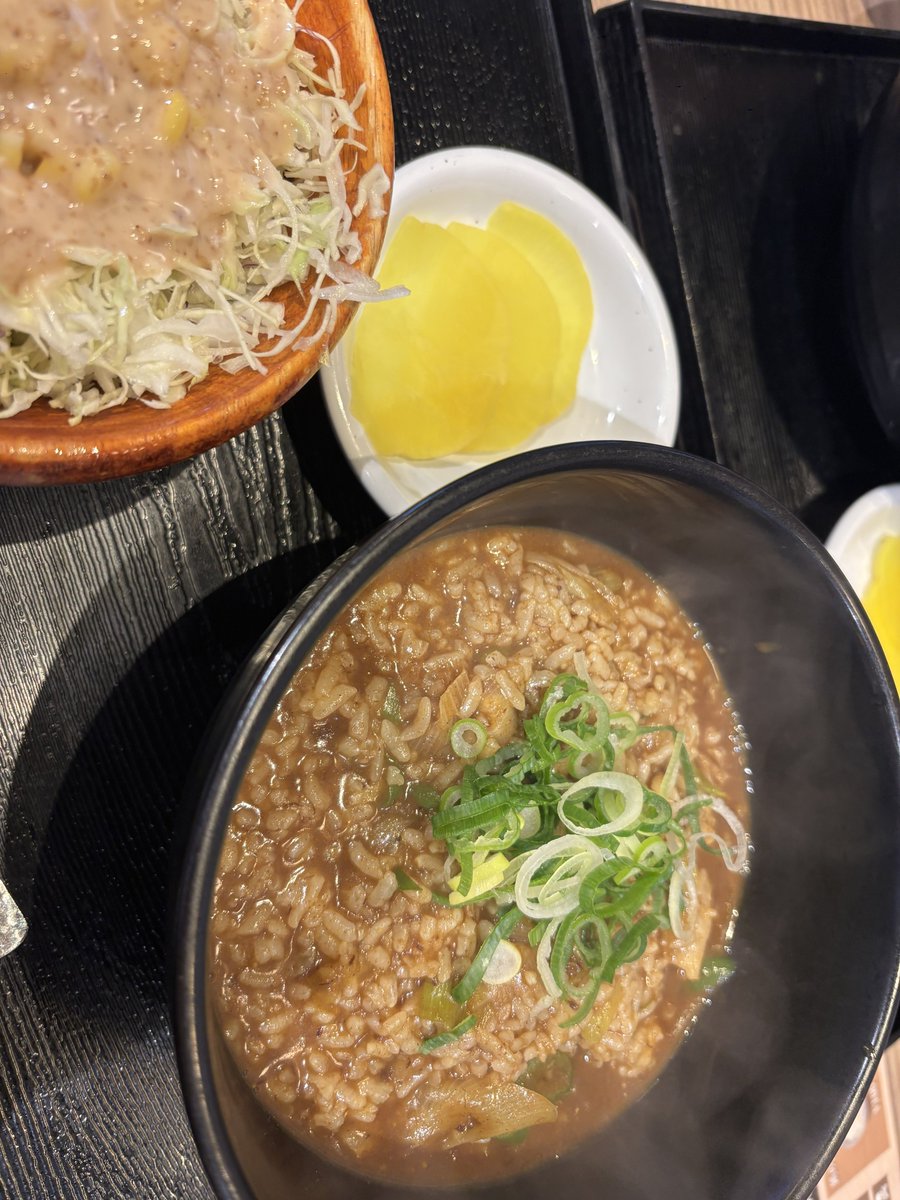 昨日飲み過ぎて気持ち悪いので昼飯は雑炊
カレーうどんの店なんでカレー味←胃に優しくはない