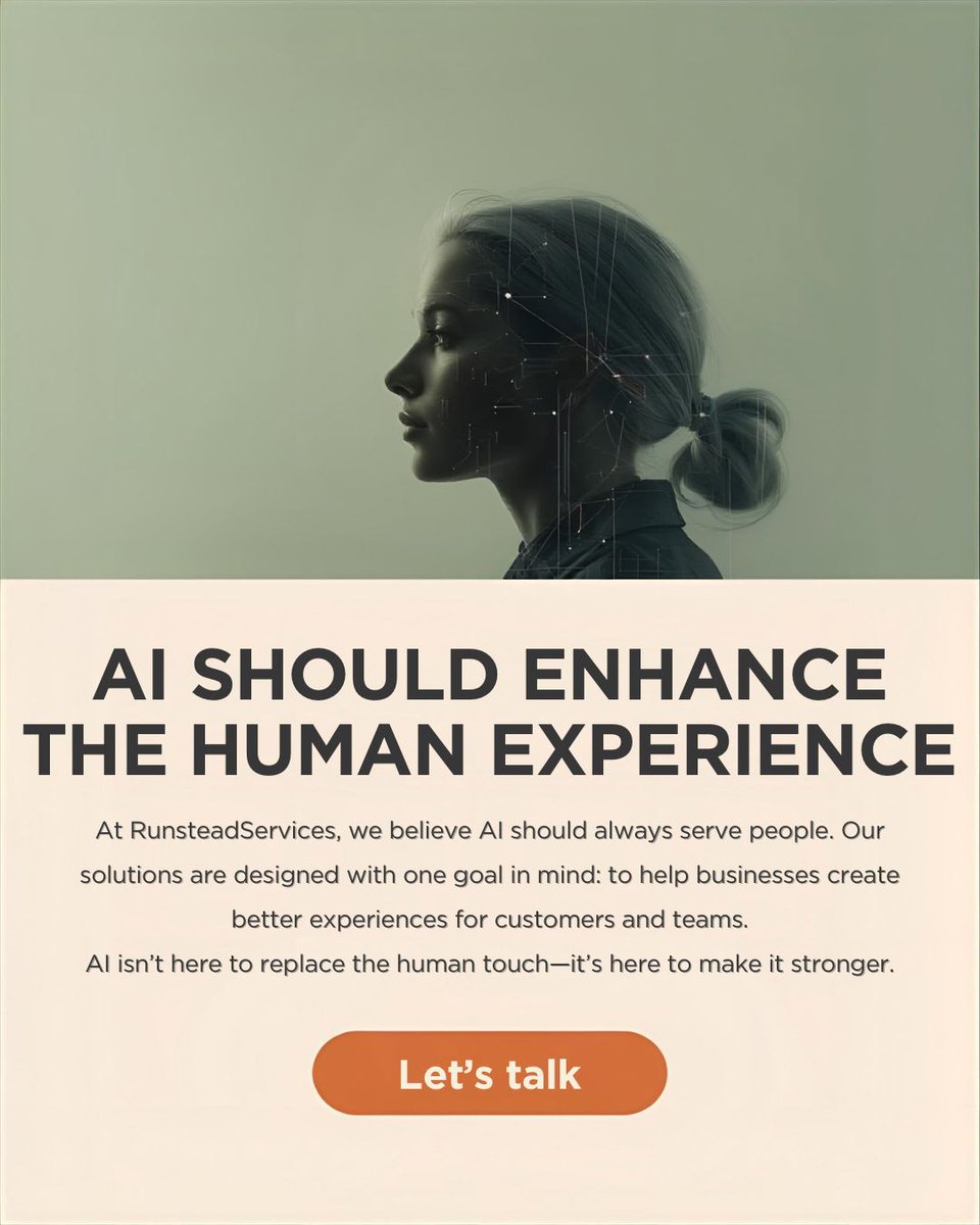 runsteadai's tweet image. At RunsteadServices, we design AI to support and elevate the human experience. Our goal is to help businesses improve both customer and team interactions. Let’s discuss how AI can strengthen your operations.
#RunsteadServices #AIForBusiness #HumanCentricTech