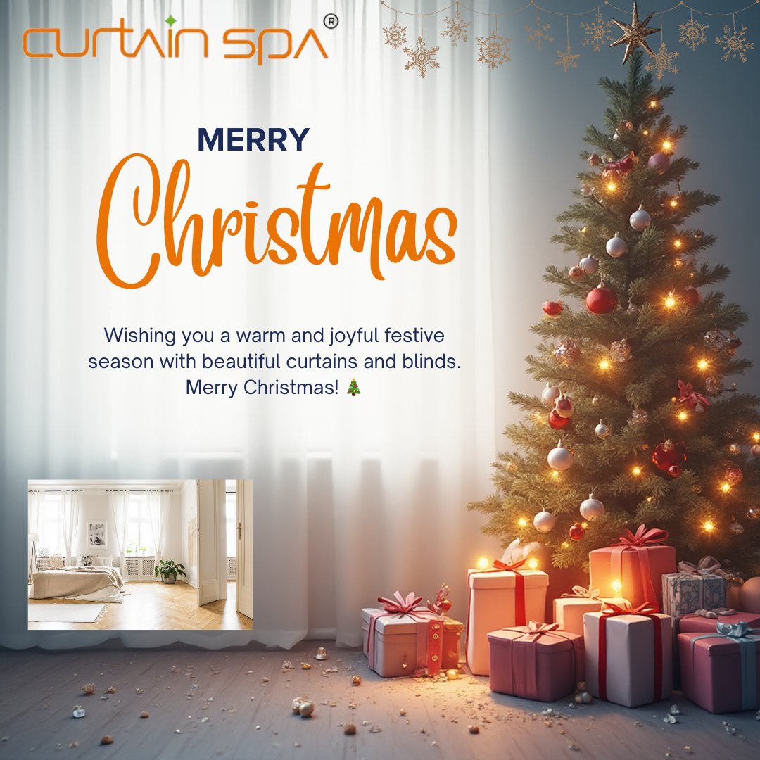 ✨ Curtain Spa wishes you a Merry Christmas filled with joy and warmth!
May this festive season bring happiness, comfort, and timeless elegance to your home — making every corner glow with beauty and cheer. 🎄
🌐 curtainspa.com

#MerryChristmas #SeasonOfJoy #FestiveVibes
