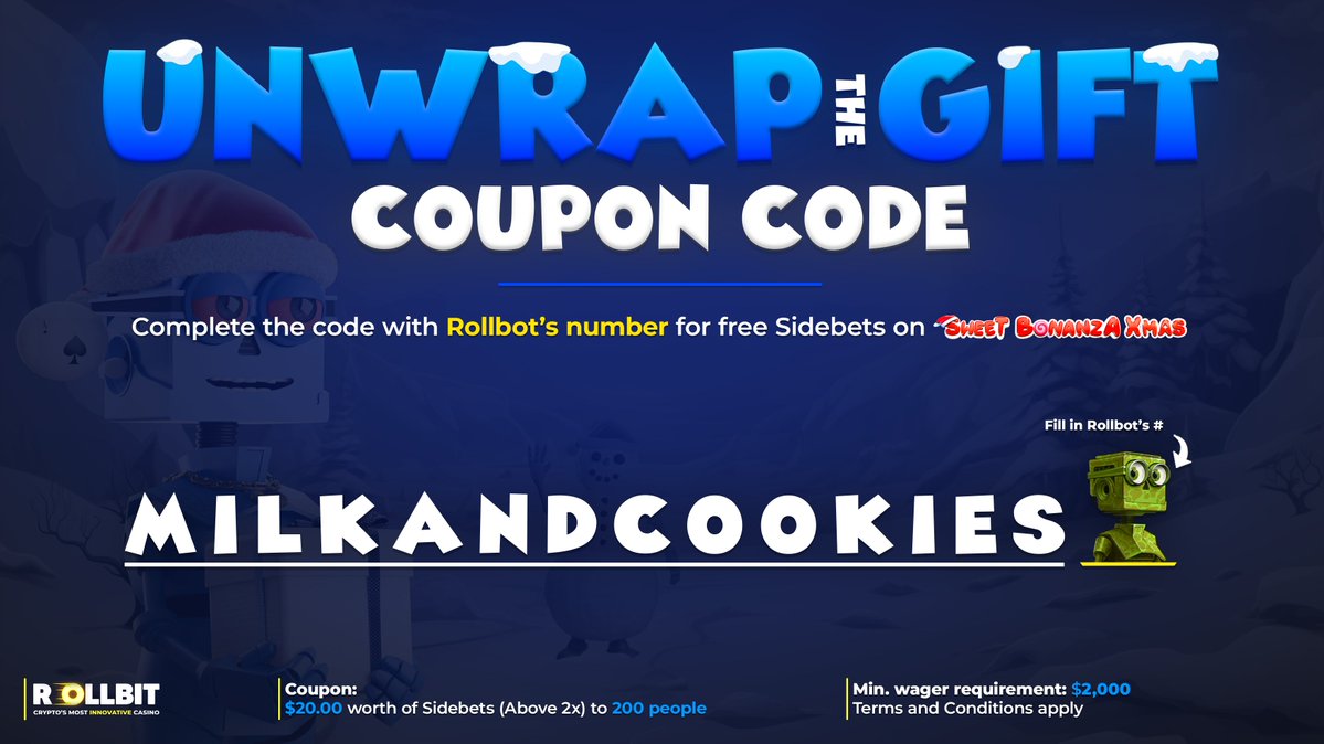 rollbit's tweet image. The 24th gift has arrived. Unwrap it to redeem $20 worth of free Sidebets on Sweet Bonanza Xmas! 🍭

Use them while hunting for the Giftmas Challenge. Since yesterday's challenge is still unclaimed, the prize has doubled to $4,000! 🎁
