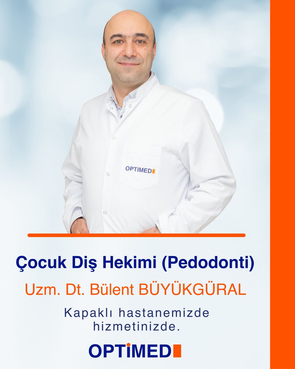 OptimedSH's tweet image. Çocuk Diş Hekimi Uzm. Dt. Bülent BÜYÜKGÜRAL, Kapaklı Özel Optimed Hastanesi’nde hasta kabulüne başlamıştır.

Detaylı bilgi ve randevu almak için iletişime geçebilirsiniz.
☎️0282 726 05 55
🌐optimed.com.tr

#OptimedHastanesi #OptimedSağlıkGrubu #Pedodonti #ÇocukDişHekimi