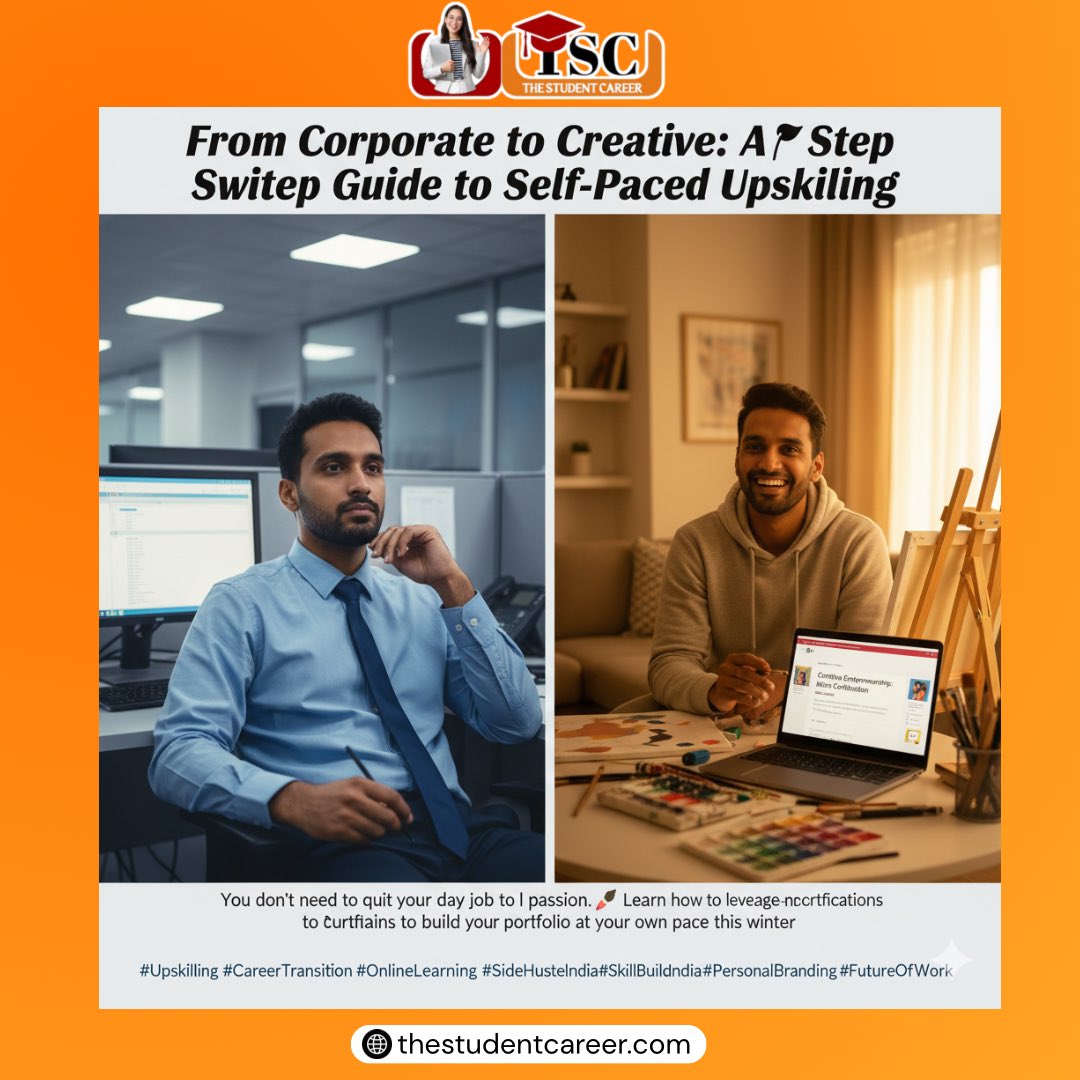 tsceducations's tweet image. You don't need to quit your day job to follow your passion. 🎨 Learn how to leverage micro-certifications to build a portfolio at your own pace this winter. #Upskilling #CareerTransition #OnlineLearning #SideHustleIndia #SkillBuilding #PersonalBranding #FutureOfWork