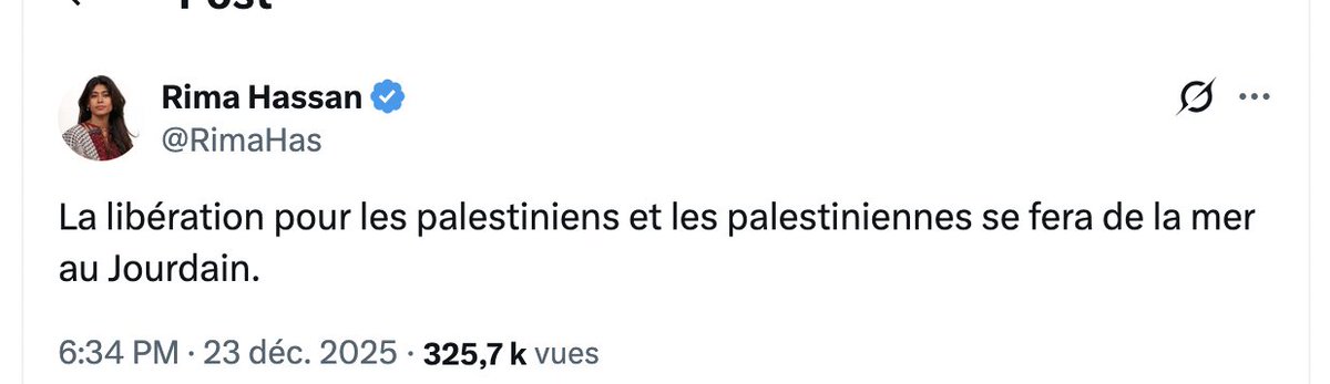 JCoupable's tweet image. Nouvelle provocation de la part de l'intouchable Rima Hassan .
Toujours impunie, cette dernière appelle une nouvelle fois à l'éradication d'Israël !
#JusquaQuand allons nous accepter cela ?
@NunezLaurent @GDarmanin  @justice_gouv
 
@Association_OJE @LICRA @ObservatoireOjf