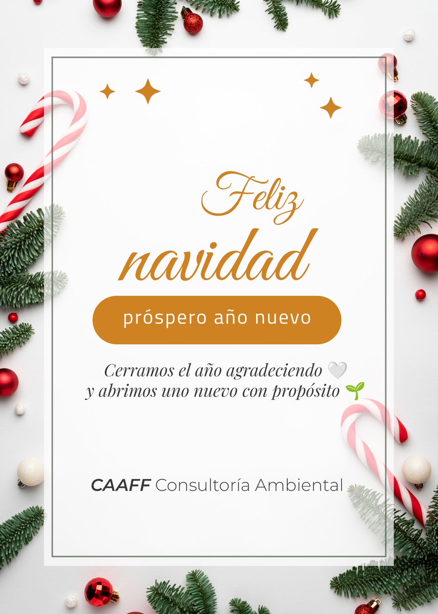 caaff1's tweet image. 🎄 Feliz Navidad y próspero Año Nuevo ✨
Cerramos el año agradeciendo y abrimos uno nuevo con propósito 🌱
Gracias por confiar en CAAFF Consultoría Ambiental.
#FelizNavidad #AñoNuevo #Sostenibilidad