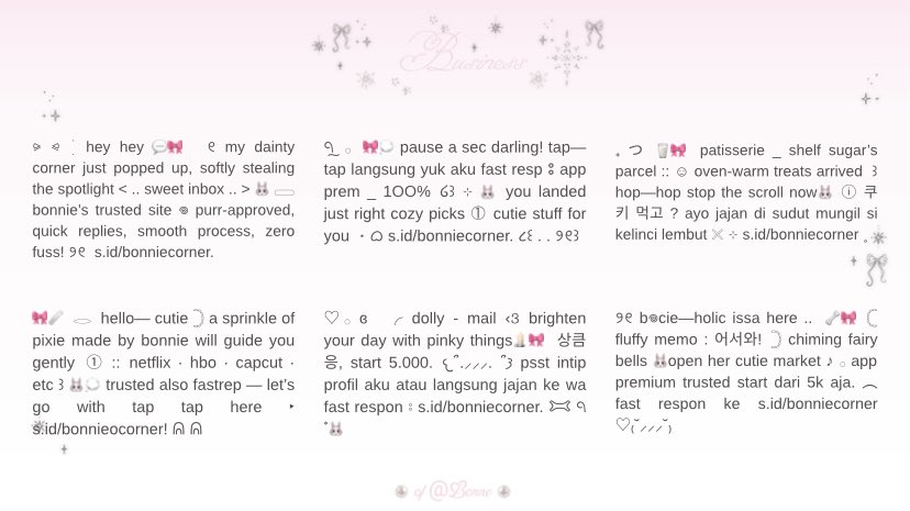 OfBonne's tweet image. ⠀
♬♡⠀a⠀repost⠀much⠀appreciated,⠀xx

⋆ 사랑스러운 사람에게⠀🎀 ࣭ິං 🕯️ 𓂂 ïɞ i bring ready stock of wabis message, promotion, and warranty message. purchase only on  @OfBonne’s dm and check ALT for price and details. 

much— love, B. 𓈒゛❤︎𓂂
⠀