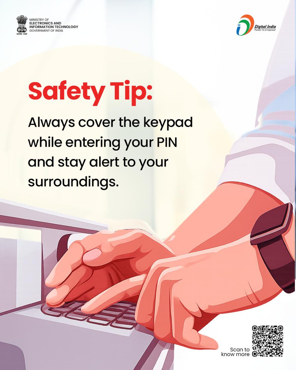 _DigitalIndia's tweet photo. Automated Teller Machines (ATMs) make banking convenient—anytime, anywhere. But while using ATMs, being aware of security threats is just as important as convenience.
Click to know more - https://t.co/04RGZx4EWY
#ATMSafety #CyberAwareness #StaySafeOnline #DigitalIndia https://t.co/zsbjFWnD8q