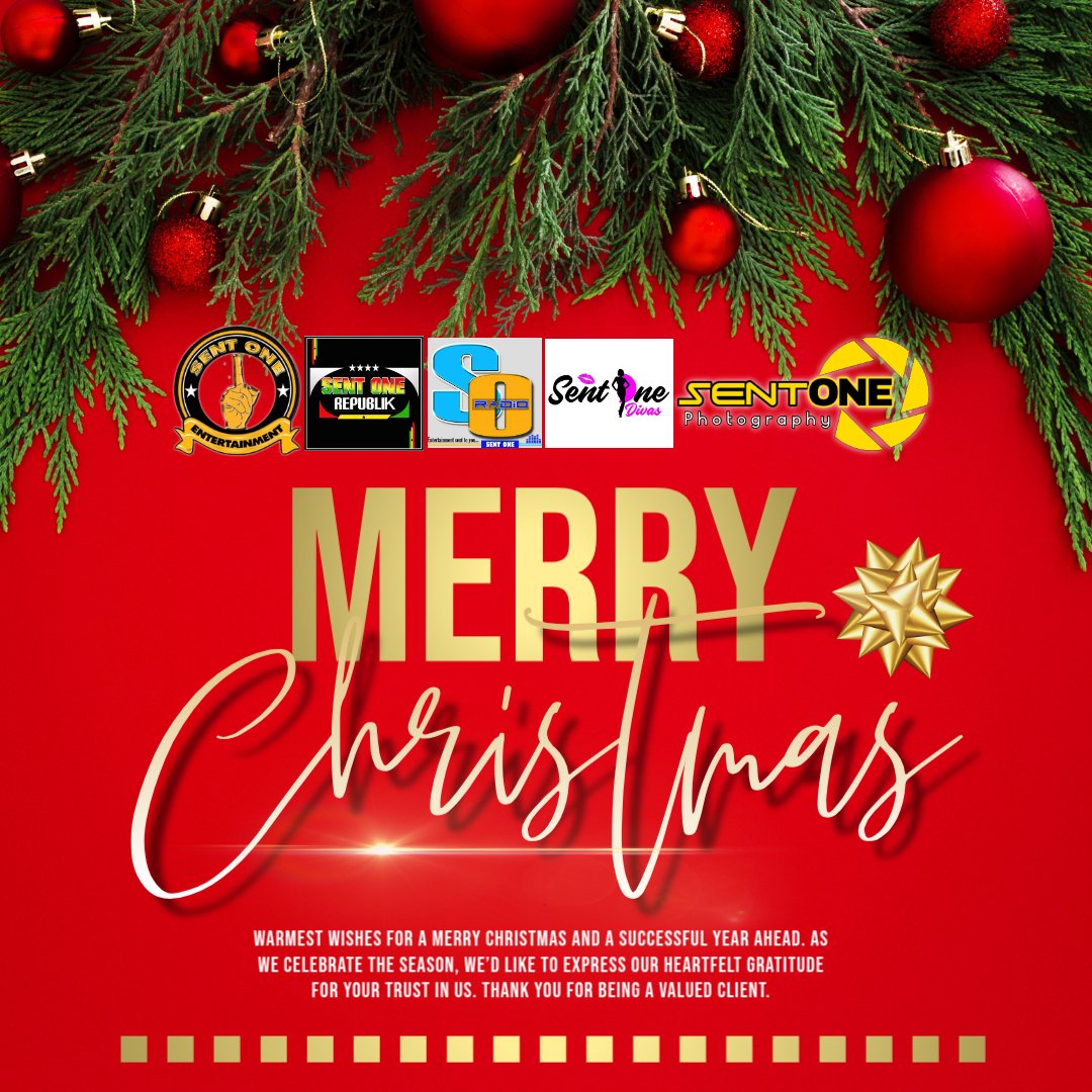 From our team to yours, we wish you a holiday filled with warmth, laughter, and cherished memories. Thank you for making SENT ONE Entertainment a part of your journey this year!" 
MERRY CHRISTMAS!!!! #SentOneEntertainment #GMPat5   <a href="/Dj_SentOne/">🖤KWEKU SENT ONE🖤👉#SOE #SOR #SOSoundz #SORadio</a> <a href="/SentwaaSod/">SENTWAA GH👑#StreetCrown🇬🇭 SM4LYF</a>