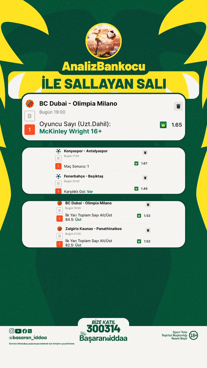 Siz de Kral Oran farkıyla ailemize katılmak için👇🏼

📱 İddaa mobil uygulamasını indir
👍🏼300314 no’lu BAŞARAN İDDAA’yı seç
📞 Bizimle iletişime geç,ücretsiz topluluğumuza katıl
✅Kral oranların coşkusunu yaşa!