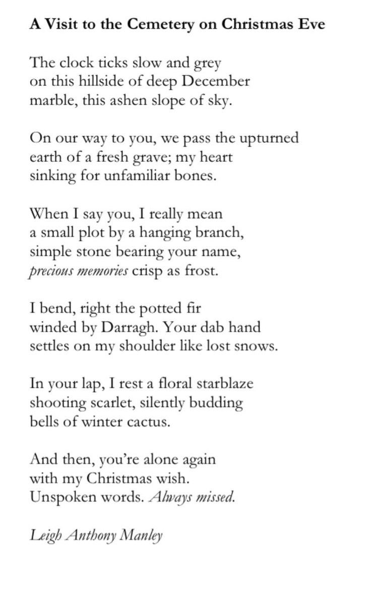 A moving Christmas Eve poem by Leigh Anthony Manley in our Christmas-Winter anthology ❄️ 🙏 

blackboughpoetry.com/news