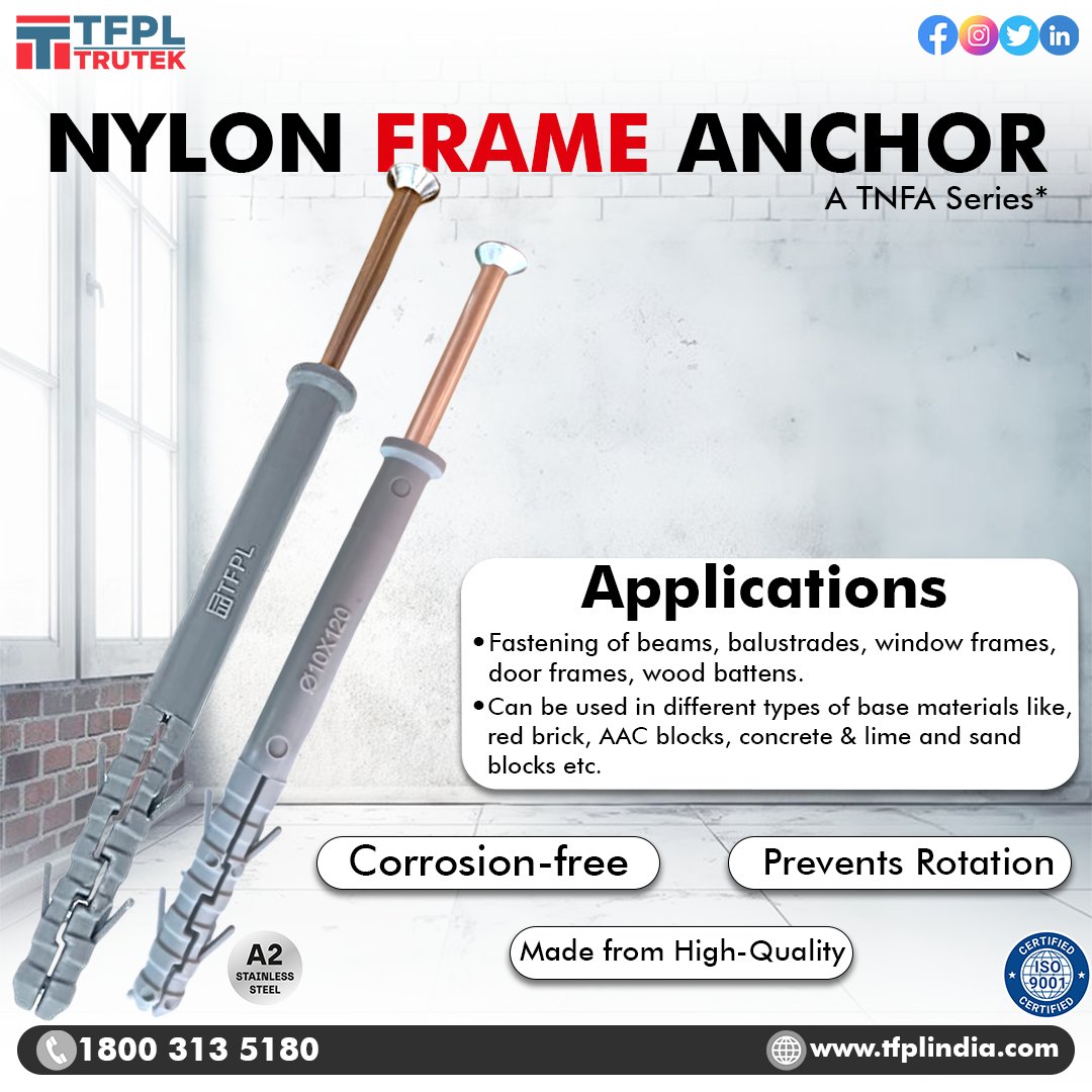 trutek_tfpl's tweet image. When precision meets performance. Choose Nylon Frame Anchors that professionals trust for flawless frame fixing✅

#NylonFrameAnchor #FrameFixing #StrongFixing #ReliableAnchors #ConstructionSolutions #BuildingFixings #Fasteners #TrutekFasteners