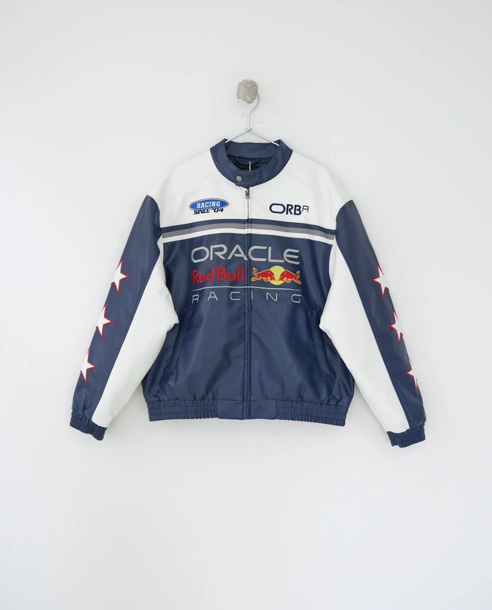 Hollister Oracle Red Bull Racing Graphic Faux Leather Jacket