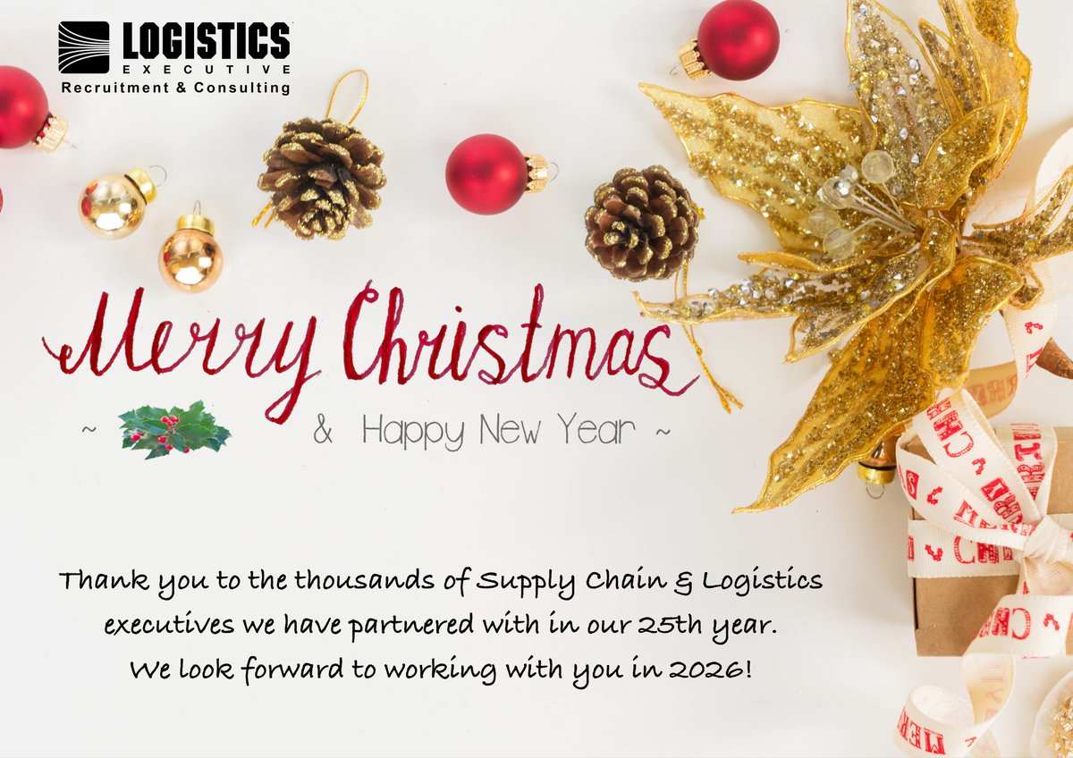 logsexec's tweet photo. Logistics Executive Group wish you a Merry Christmas &amp; a successful New Year

#SupplyChain #Logistics #Leadership #ExecutiveSearch #Recruitment #Consulting #IndustryPartners #2026 #newyear https://t.co/oK5cAFL7WS