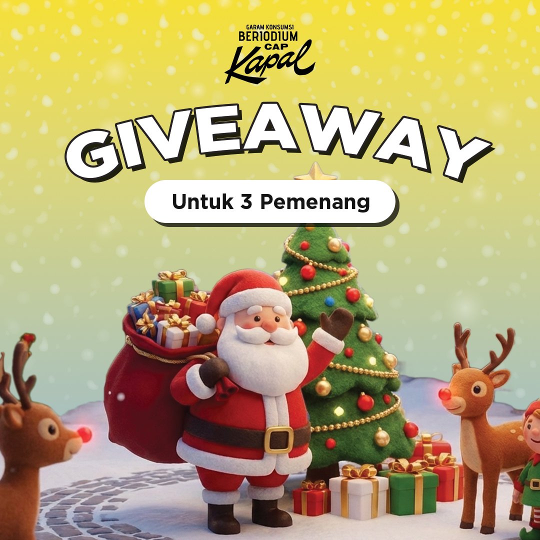 ✨ #Giveaway Hari Natal

Syarat :  
1. Follow  
2. Retweet sebanyak-banyaknya
3. Like tweet ini
4. Reply jawaban &amp; mention 2 temanmu   

Akan ada 3 pemenang diumumkan pada 5 Januari 2026 🥳