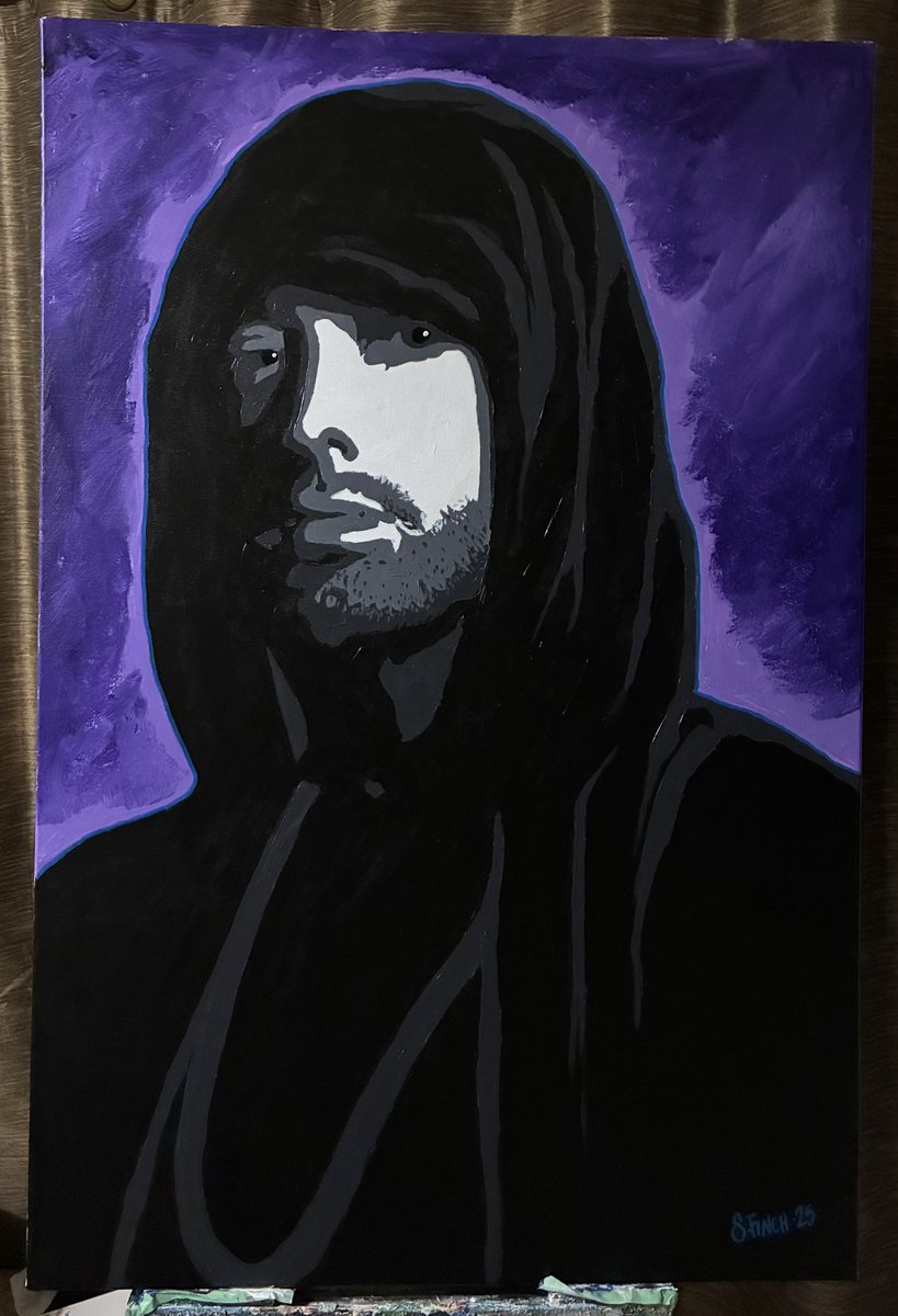 ArtfullyILL's tweet image. My latest painting completed. A commission piece for a client whose son is a huge Eminem fan, I hope he loves it when he opens it on Christmas morning! 

#Eminem #Painting #Artbyfinch