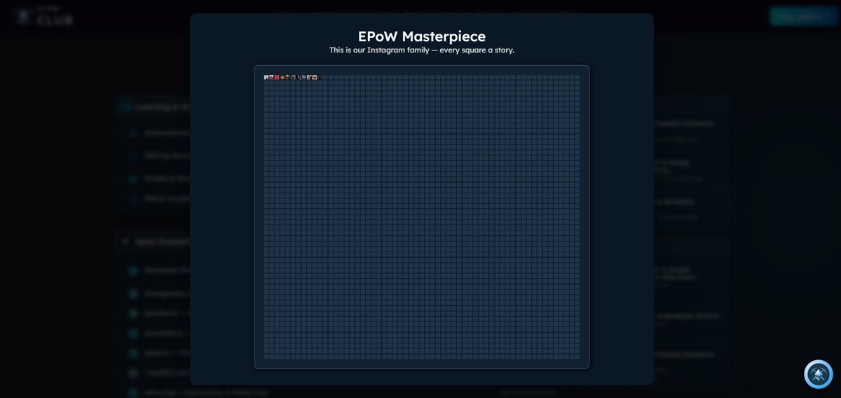epow_io's tweet image. We’ve started a community campaign on Instagram.

When you follow us (instagram.com/epow.io/), your profile photo becomes part of a shared ETHW community “masterpiece”.

The artwork is a single image made of 3,000+ individual tiles — one tile per community member. As new…