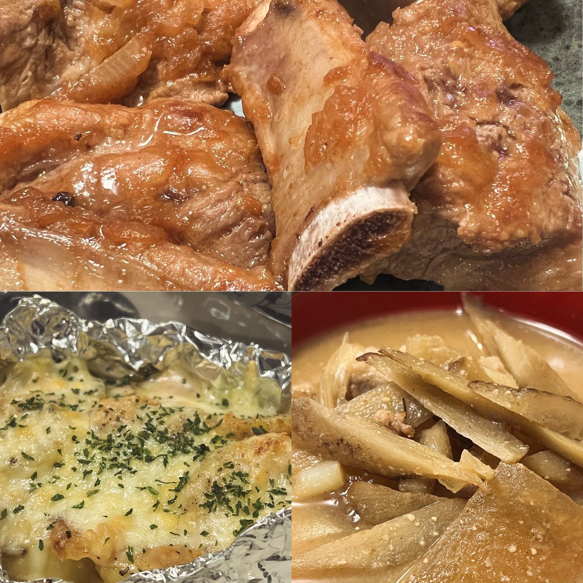 hare_to_ke's tweet photo. クリスマスディナー
あえて逆走してスペアリブ🐷
そしてジャガイモグラタン
#コウケンテツ 様様
そして豚汁この作り方初めて🐷
#長谷川あかり さん https://t.co/hIULRY1gRr
