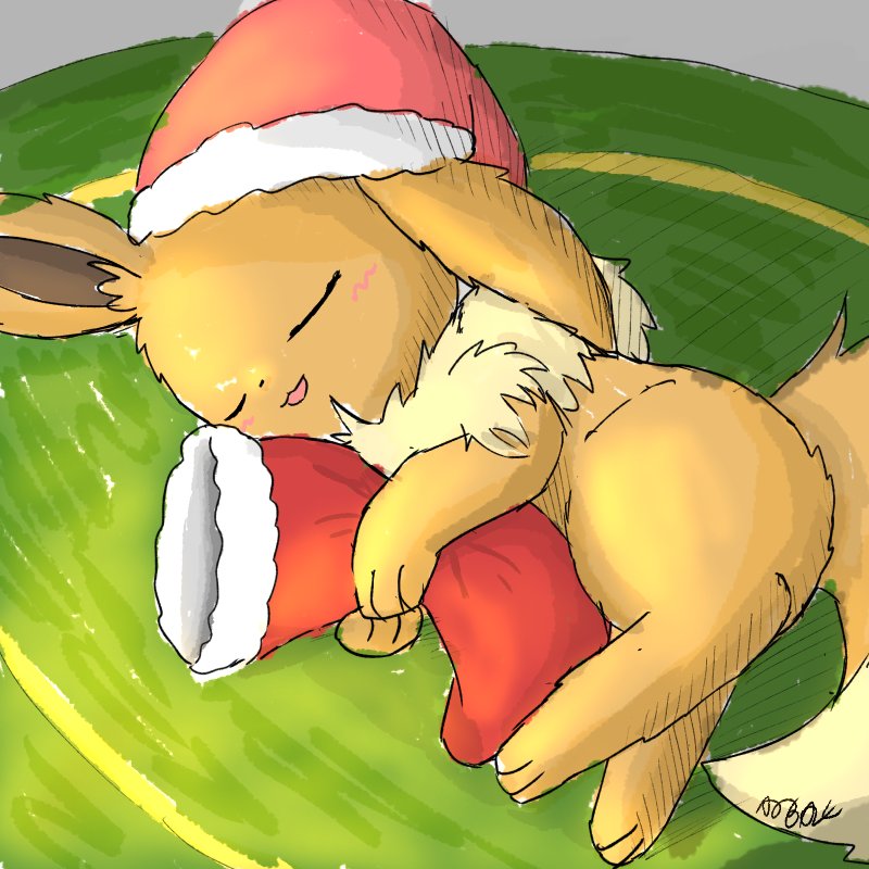 cruiser_AOBA_'s tweet image. #クリスマスイブだしクリスマスイーブイ描こうぜ