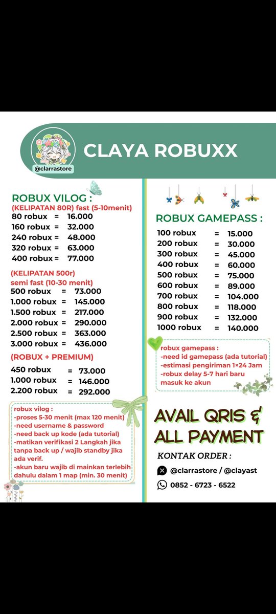 claaya - @ after dm. jual robux tweet media