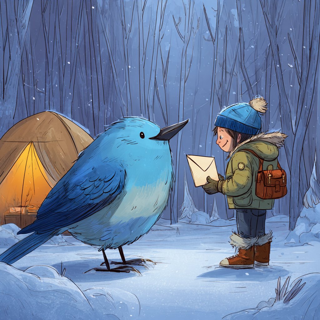 SatoshiCodes's tweet image. A lone snowy path leads to connection as Blu the Bluebird delivers a holiday message, bringing warmth and seasonal meaning to Camp Haven @DataHaven_xyz