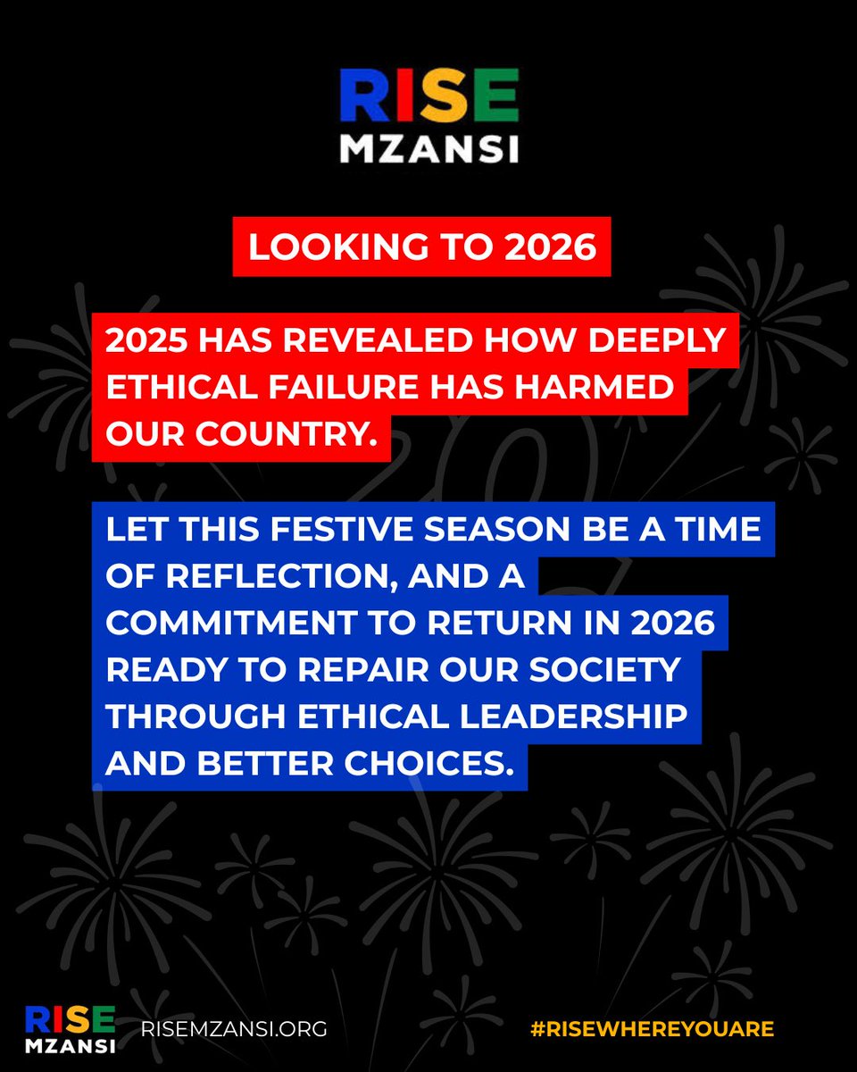 RISEGauteng's tweet image. As we look to 2026, let us recommit to integrity, care, and rebuilding our society, together. ✊🏽❤️

#2026 #leadership #integrity