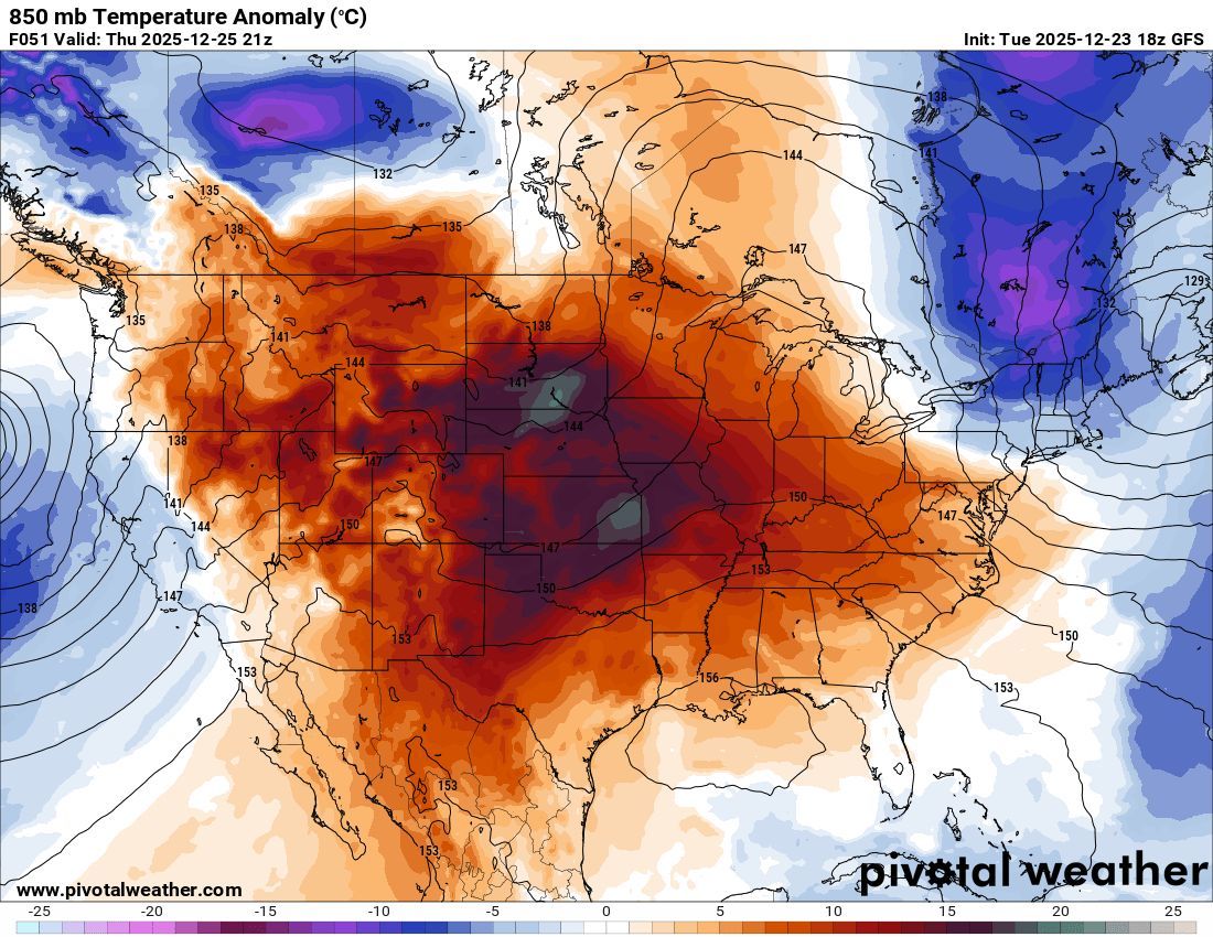 MaxVelocityWX's tweet image. HOTTEST CHRISTMAS ON RECORD is expected across much of the United States tomorrow! 🥵 

This includes Oklahoma City, Dallas, Little Rock, Kansas City, Denver, and dozens of other major cities.