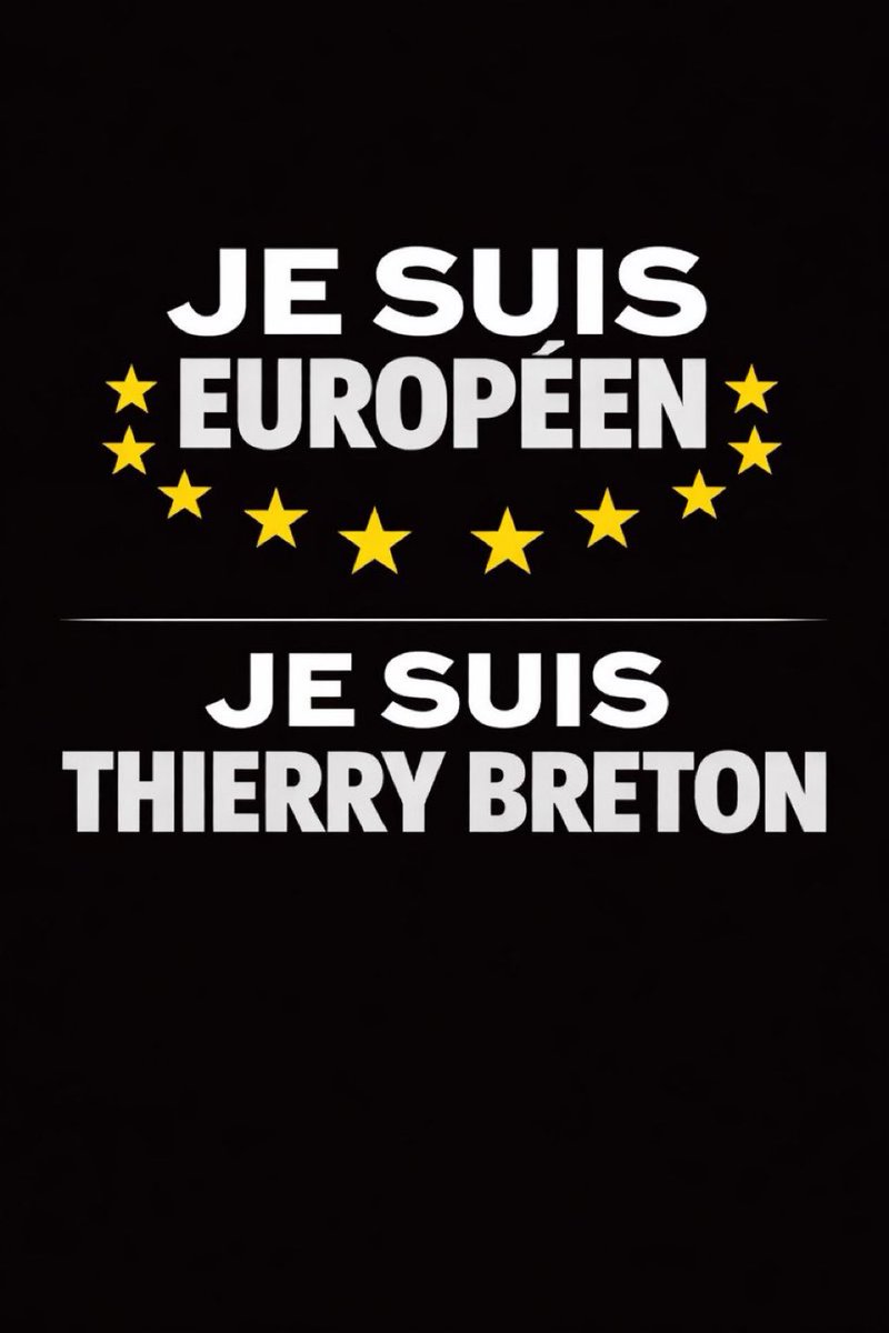 Avec_Brigitte's tweet image. Avec le bannissement à vie de Thierry Breton des États-Unis, ce sont tous les Européens qui sont attaqués.

Je suis Thierry Breton 🇪🇺
