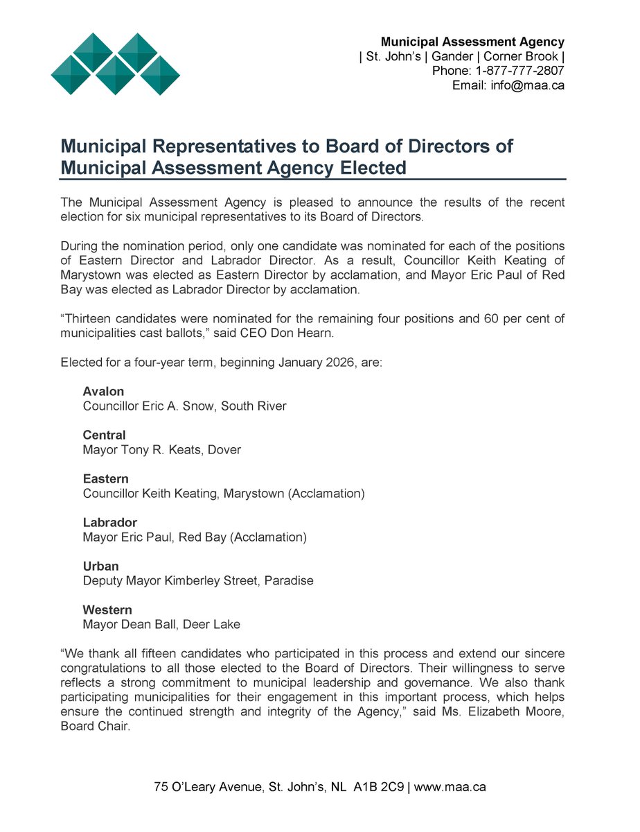 Municipal Assessment Agency (NL) tweet media